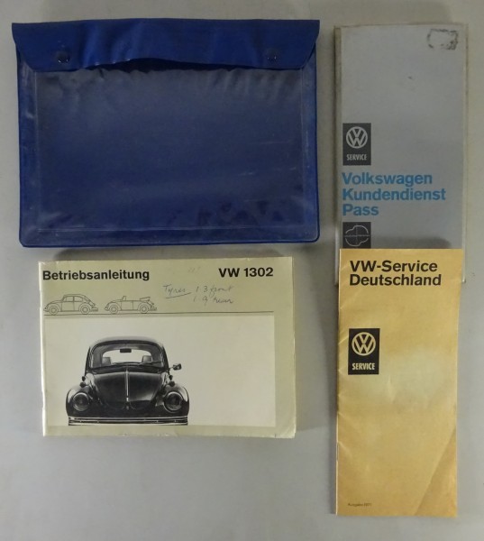 Bordmappe mit Betriebsanleitung VW Käfer 1302 / 1302 S / Cabrio Stand 08/1971