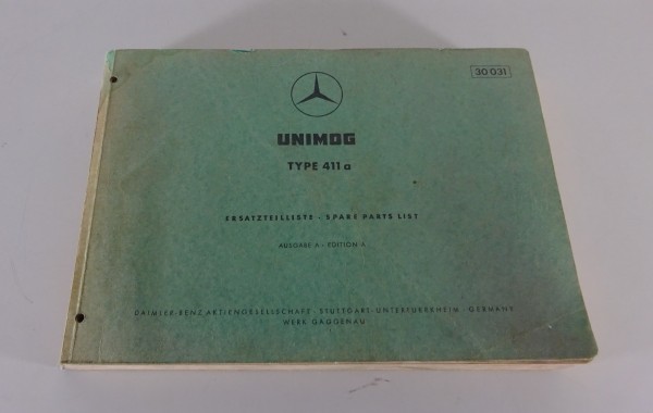 Teilekatalog / Ersatzteilliste Mercedes-Benz Unimog Typ 411 a Stand 01/1962