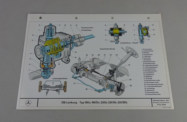Schnittbild Mercedes-Benz Heckflosse W110 / W111 Lenkung Stand 1960er Jahre