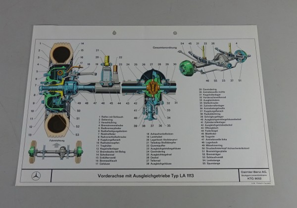Schnittbild Mercedes-Benz LKW LA 1113 Vorderachse mit Ausgleichsgetriebe 1964