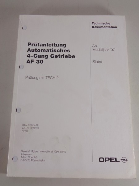 Werkstatthandbuch Prüfanleitung Opel Sintra Automatik Getriebe ab Modelljahr '97