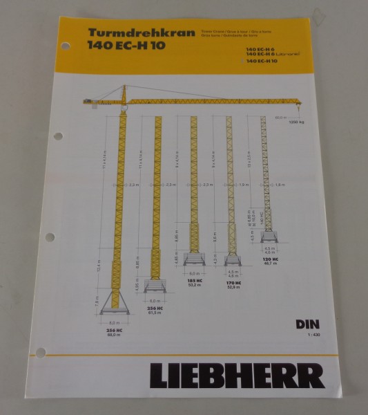 Datenblatt / Technische Beschreibung Liebherr Turmdrehkran 140 EC-H 10 von 2005