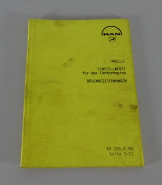 Tabellenbuch Nutzfahrzeuge MAN Motoren D08 / D25 / D28 Stand 05/1994