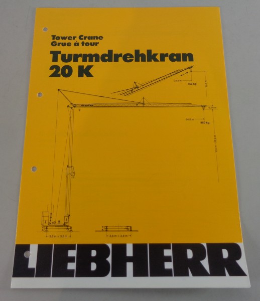 Datenblatt / Technische Beschreibung Liebherr Turmdrehkran 20 K von 03/1992