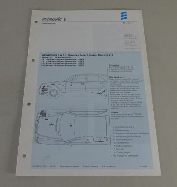 Einbauanleitung Eberspächer Standheizung B 5 W S in Mercedes-Benz E-Klasse W210