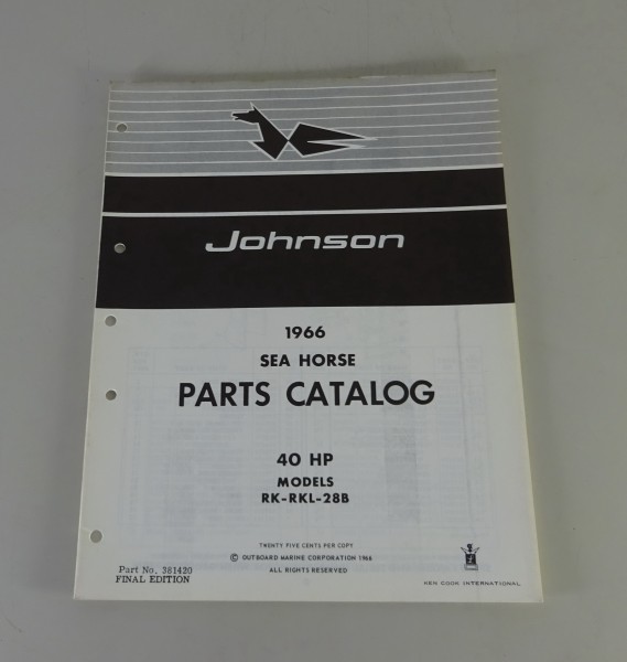 Teilekatalog OMC Johnson Outboards / Außenborder 40 PS Models von 1966