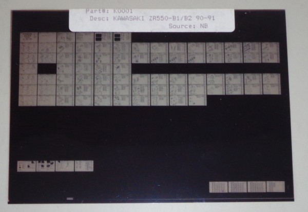 Microfich Ersatzteilkatalog Kawasaki ZR 550 B1/B2 Model 90-91 Stand 90