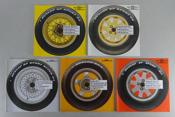 Prospekt / Broschüre 5 Prospekte Dunlop Reifen Stand 1981