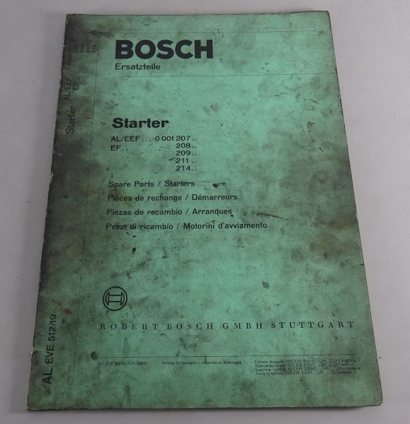 Teilekatalog Bosch Starter AL/EEF.. / EF.. Stand 02/1966