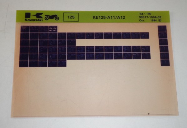 Microfich Ersatzteilkatalog Kawasaki KE 125 A11 / A12 Model 1984-85 Stand 10/84