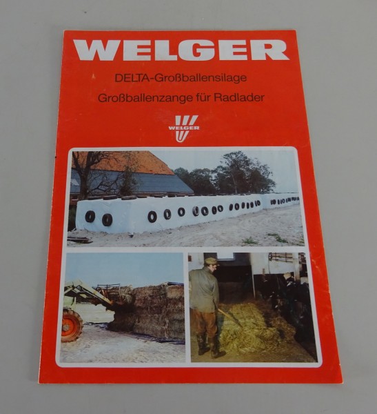 Prospekt / Broschüre Welger Großballenzange für Radlader Stand 09/1986