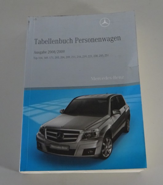 Tabellenbuch Mercedes Benz PKW R171 SLK R230 SL 209 CLK..usw. von 2008/2009