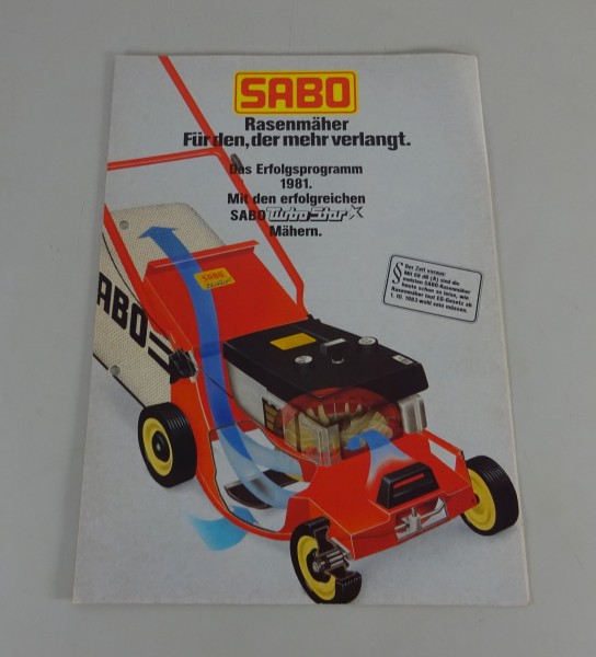 Prospekt / Broschüre SABO Rasenmäher-Programm Stand 11/1981