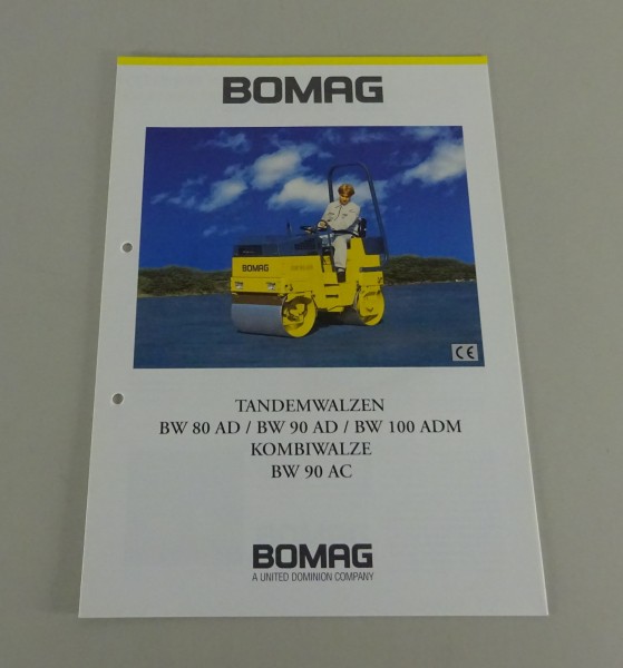 Prospekt Bomag Tandemwalzen BW 80 AD - 100 ADM + Kombiwalze 90 AC Stand 02/1995