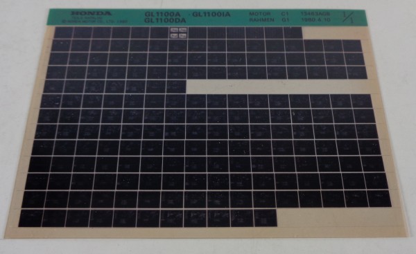 Microfich Ersatzteilkatalog Honda GL 1100 A - Gl 1100 IA - Gl 1100 DA 04/1980