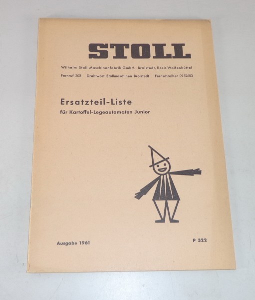Teilekatalog Stoll Kartoffel-Legeautomaten Junior Stand 1961