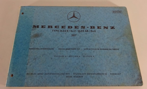 Teilekatalog Mercedes-Benz LKW Typ 1632 K / 1632 AK / 4x4 Stand 05/1973 (60020)