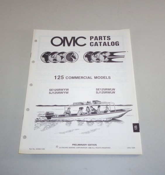 Teilekatalog OMC Bootsmotor Außenborder 125 Commercial Models ab SE125RWYW 09/88