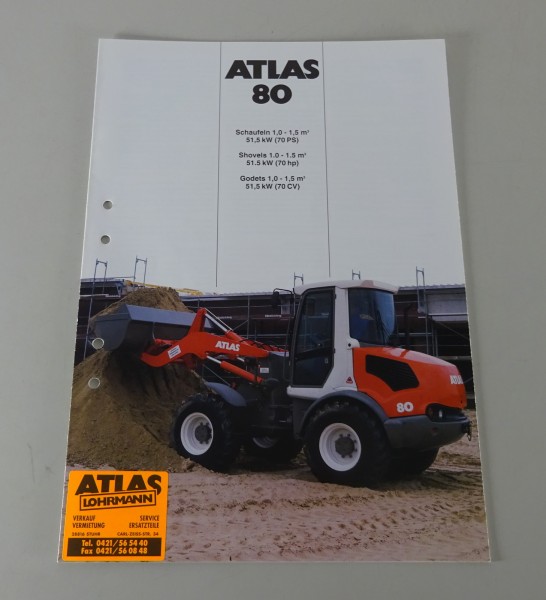 Prospekt / Broschüre Atlas Radlader 80 Stand 05/1998