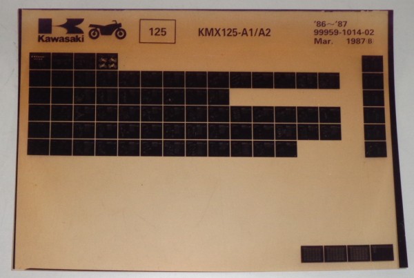 Microfich Ersatzteilkatalog Kawasaki KMX 125 A1/A2 Model 1986-87 Stand 03/87