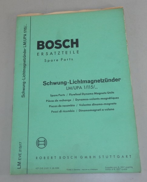 Teilekatalog Bosch Schwung Lichtmagnetzünder LM/UPA 1/115/.. von 06/1963