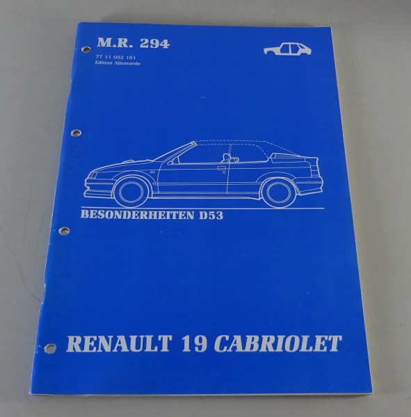 Werkstatthandbuch Renault 19 / R19 Cabrio Karosserie Besonderheiten D53 St.1991
