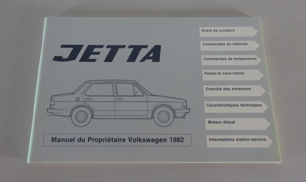 Manuel du Propriétaire VW Jetta I / 1 USA / Canada 1982 Modèle Édition 01/1982