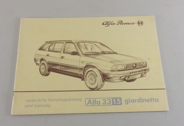 Nachtrag Betriebsanleitung Alfa Romeo Giardinetta 1.5 von 10/1984