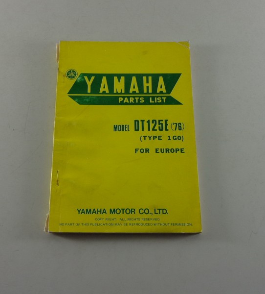 Ersatzteilliste / Spare Parts List Yamaha DT 125 E / DT125E \'76 Stand 10/1975
