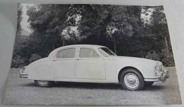 Pressefoto original Jaguar Mark I schräg von vorne Stand 1955