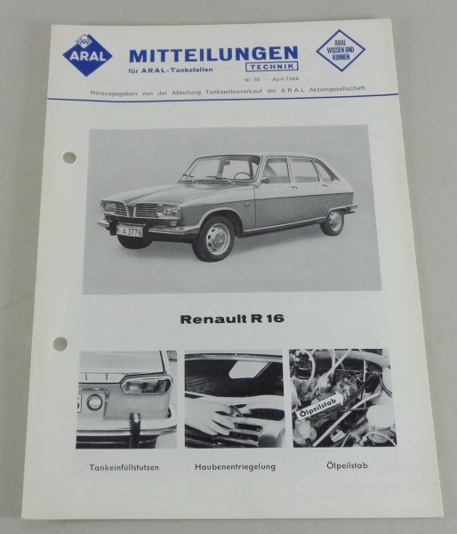 Service Mitteilung Aral Renault R16 von 04/1966