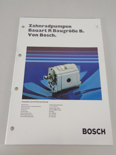 Prospekt / Technische Info Bosch Zahnradpumpen Bauart R Baugröße B Stand 01/1979