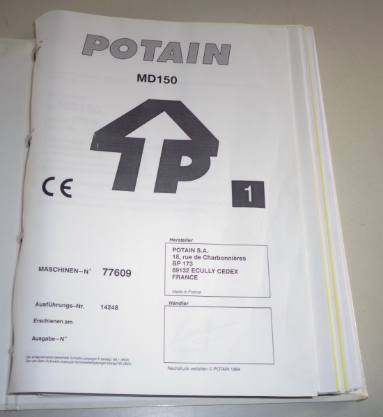 Betriebsanleitung / Handbuch Potain Kran MD 150 Stand 1994-1996