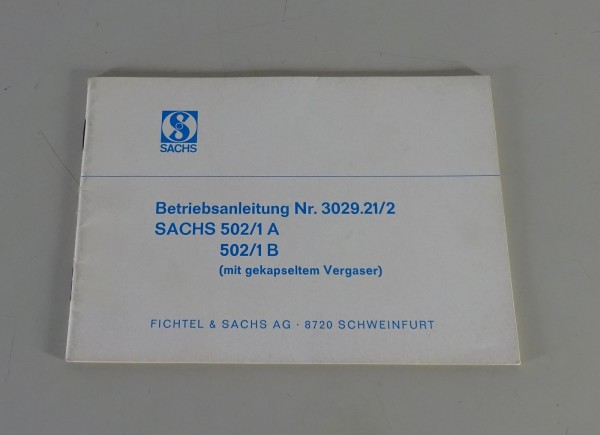 Betriebsanleitung / Handbuch Sachs Fahrzeugmotor 502/1 A + 502/1B