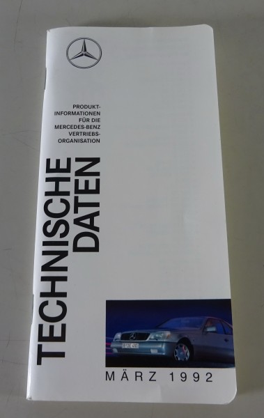 Datenbuch Mercedes-Benz W201 / W124 / W140 / R129 Stand 03/1992
