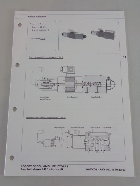 Technische Information / Kenngrößen Bosch Druckventil NG 6 & Drosselventil NG 10