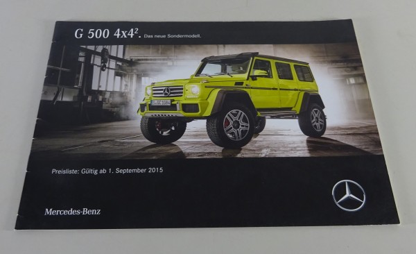 Preisliste Mercedes-Benz G-Klasse W463 G500 4x4 gültig ab 01.09.2015