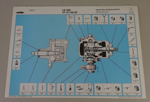 Schnittbild Mercedes-Benz Längssperrdifferential und Verteilergetriebe von 1979
