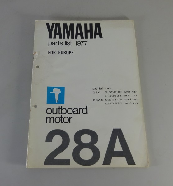 Teilekatalog / Parts List Yamaha Außenborder 28A Modell '77 von 08/1977