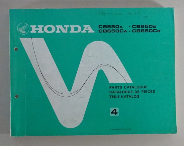 Teilekatalog / Parts List Honda CB 650 + CB 650 C Stand 1980