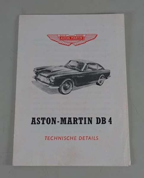 Prospekt / Broschüre Aston Martin DB 4 - Technische Details