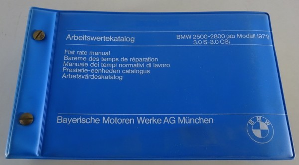 Arbeitsrichtzeiten BMW E3 / E9 2500 - 2800 3.0 S / 3.0 CSI Stand 1973 Schwedisch