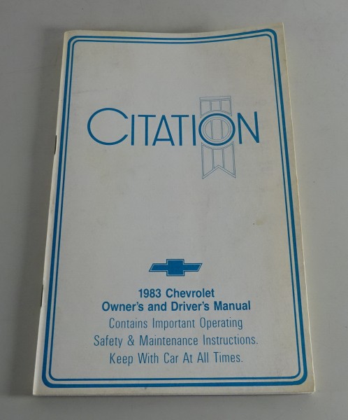 Owner´s Manual / Handbook Chevrolet Citation Stand 1983