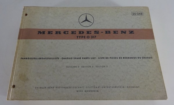 Teilekatalog Mercedes-Benz Bus O 317 mit OM 326 / OM 346 Stand 03/1966 (20048)