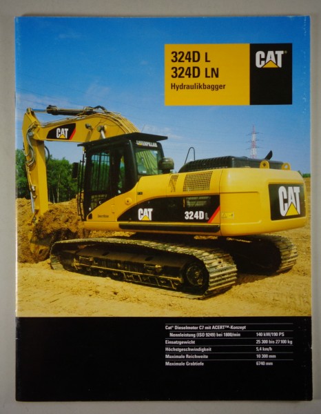 Prospekt / Broschüre Caterpillar 324D L / 324D LN Hydraulikbagger Stand 08/2007