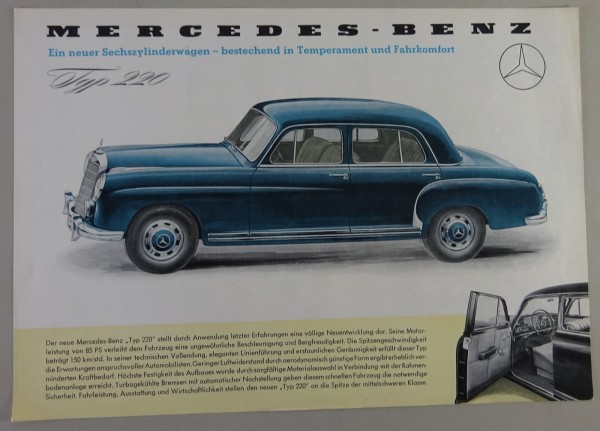 Prospekt / Prospektblatt Mercedes-Benz Ponton W180 220 Stand 1954/55