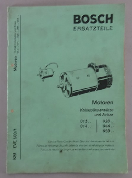 Teilekatalog Bosch Motoren / Kohlebürstensätze und Anker von 07/1972