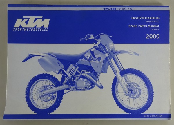 Teilekatalog Fahrgestell KTM 125 / 200 SX, MXC, EXC Modelljahr 2000