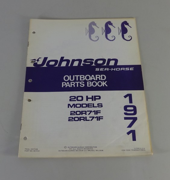 Teilekatalog OMC Johnson Outboards 20 PS Models von 1971