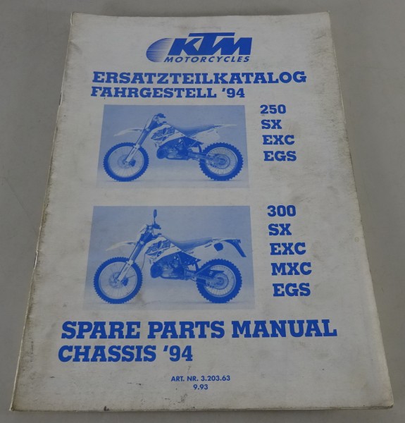 Teilekatalog Fahrgestell KTM 250 / KTM 300 SX / EXC / EGS / MXC - Mj. 1994